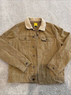 Prince & Fox Tan Canvas Sherpa Collar Jacket